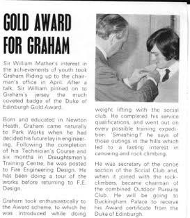 Graham Riding received The Duke of Edinburgh's Gold Award in 1971 - Diamond Anniversary of The Duke of Edinburgh's Award